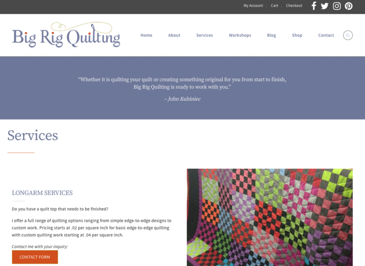 MYDARNDEST STUDIO: Web Design - Big Rig Quilting Artist Website
